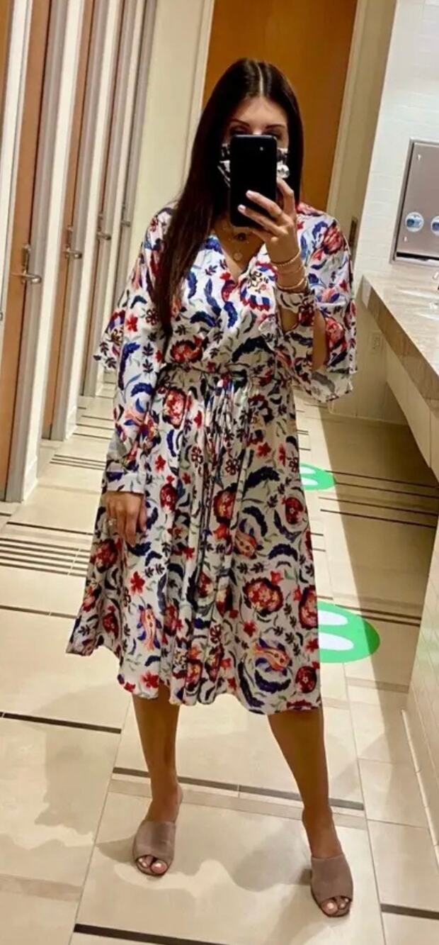 Sachin & Babi Floral Midi Dress Size 6 V-Neck Batwing Sleeve Boho Resale